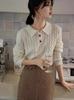 Autumn/Winter 2026 Women's Polo Neck Cable Knit Wool Sweater - Long Sleeve Loose Pullover