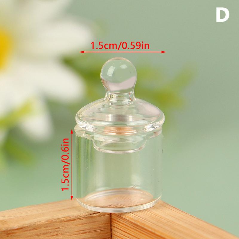 1Pc Dollhouse Miniature Clear Glass Jar Candy Bean Storage Bottle Tiny Jar With Cover Kitchen Decor Toy Doll House Accessories