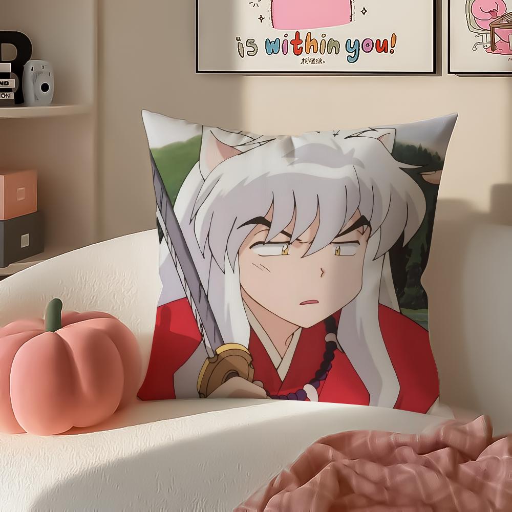 Japanese anime lInuyasha Cushion Cover Pillowcase Short Plush Invisible zipper Room Sofa Cushion Cover
