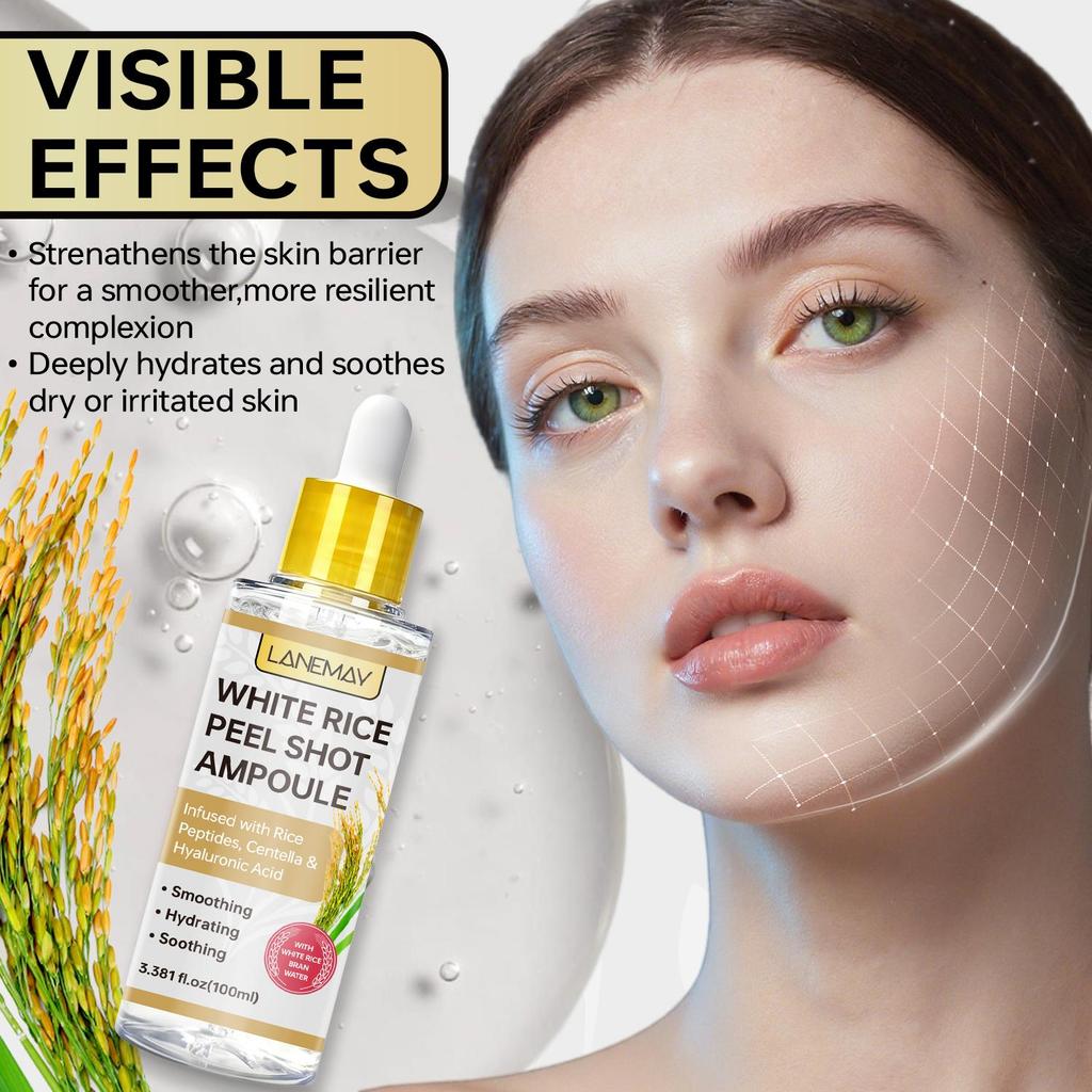 White Rice Peel Shot Ampoule-Deeply Hydrates And Soothes Dry Or Irritated Skin-Suitable For All Skin Types, 100ml