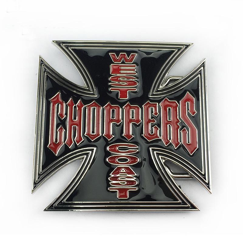 Personalized Cross Emblem Black Leather Belt Buckle