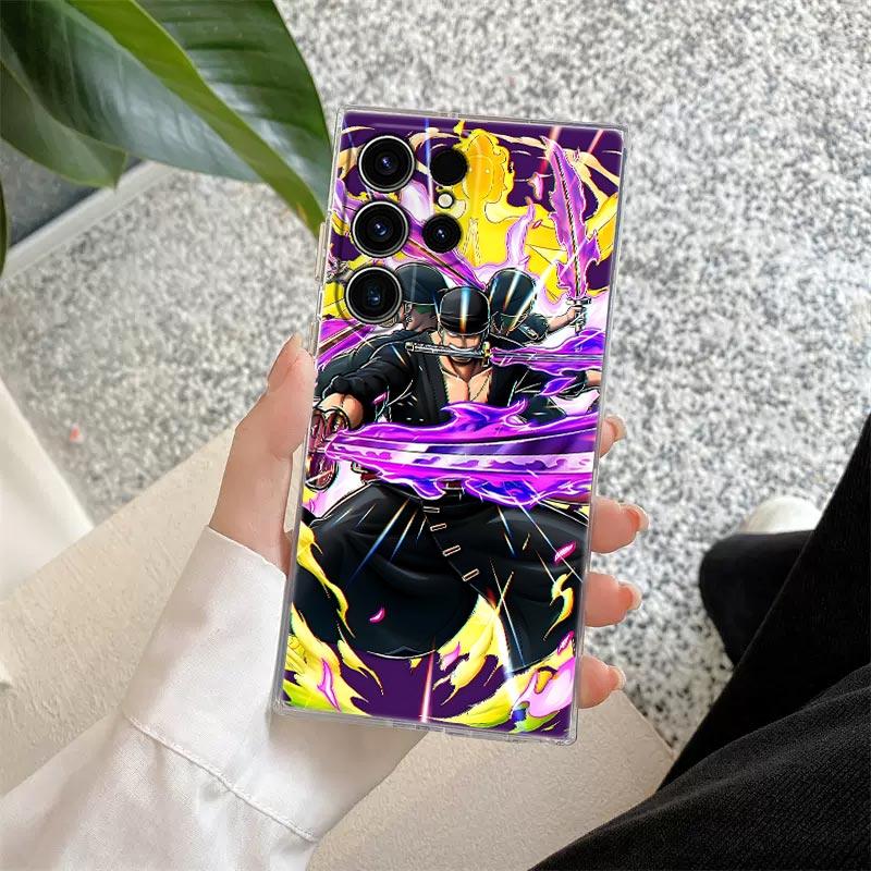Anime Ones P-Piece Zoro S26 Ultra Case Coque For Samsung Galaxy S25 S26 S24 S23 Ultra S22 S20 Plus S21 FE A57 Clear Phone Cover