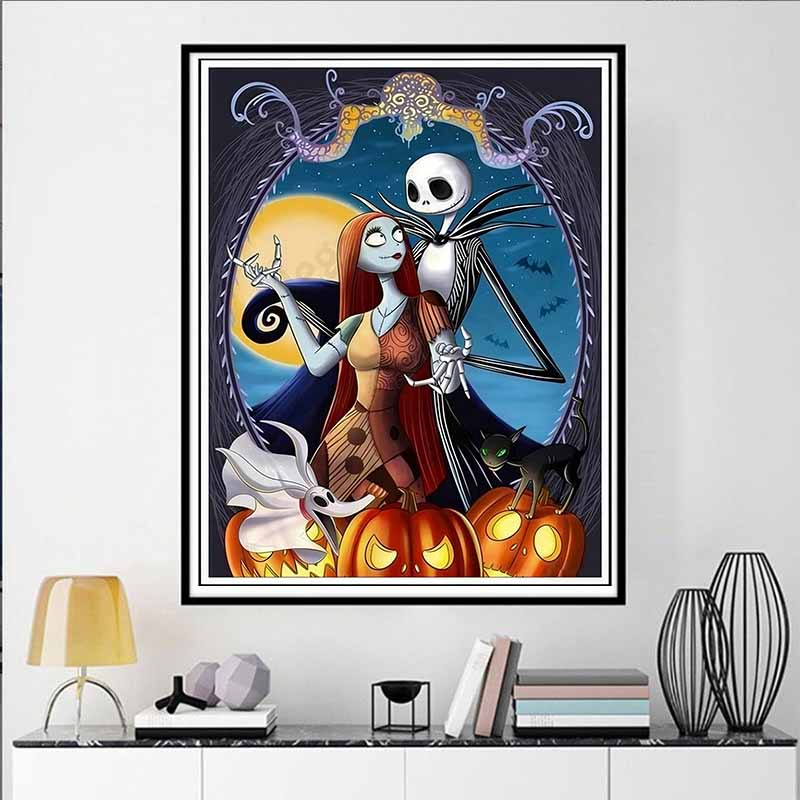 Disney 5D DIY Diamond Painting Illustrations From The Nightmare Before Christmas Full Round Diamond Mosaic Cartoon CrossStitch Artwork for Home Decor