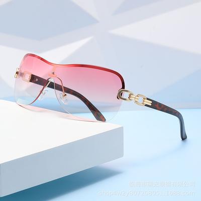 New Fashionable European and American Integrated Double Loop Chain Sunglasses UV400 Outdoor Windproof and Eye Protection Glasses