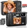 4K Digital Camera for Photography 64MP Autofocus Video Camera with SD Card,Compact Vlogging Camera with 16X Zoom,YouTube Point and Shoot Camera for