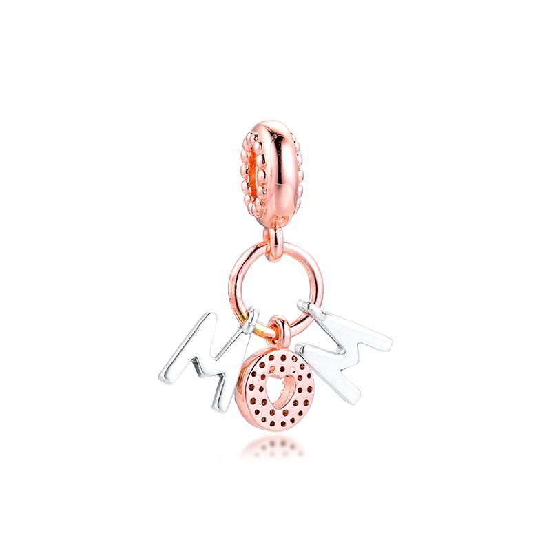 Fits Europe Bracelet 925 Sterling Silver Mum Letters Dangle Charms Pendant CZ Beads Women DIY Jewelry Making