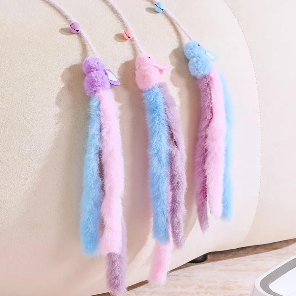 2 pièces Jouets pour Chat Pompon en Peluche Bâtonnet Agitateur pour Chats Lapin en Laine Jouets pour Chats Bâtonnets Interactifs Jouet pour Chat avec Sonnette Jouet pour Chaton Fournitures pour Animaux
