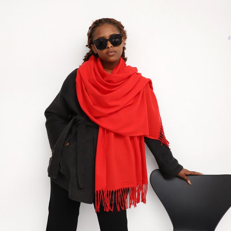 Solid color imitation cashmere scarf Ankara red shawl knitted warm scarf long shawl