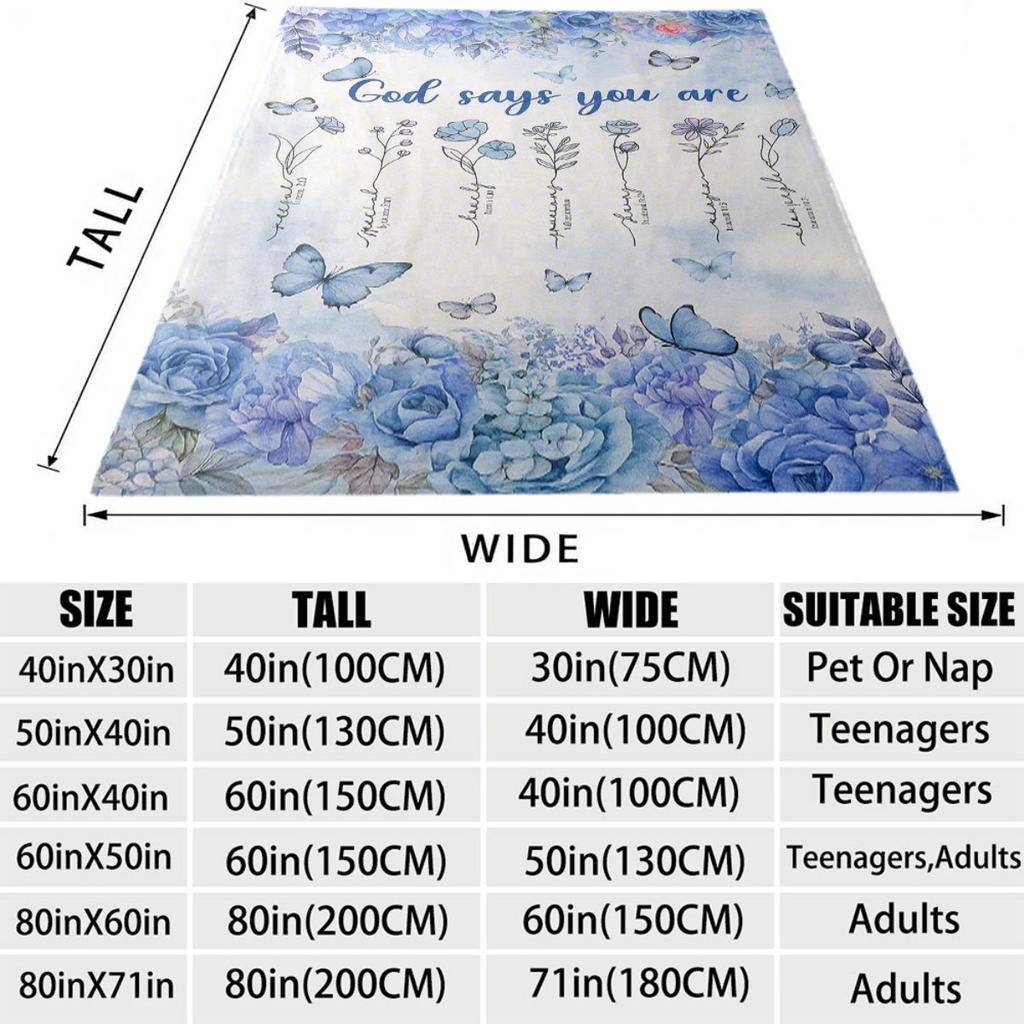 New Arrivals: A Single Christian Women'S Baptism Blanket Featuring a Floral And Butterfly Design with Uplifting Scripture