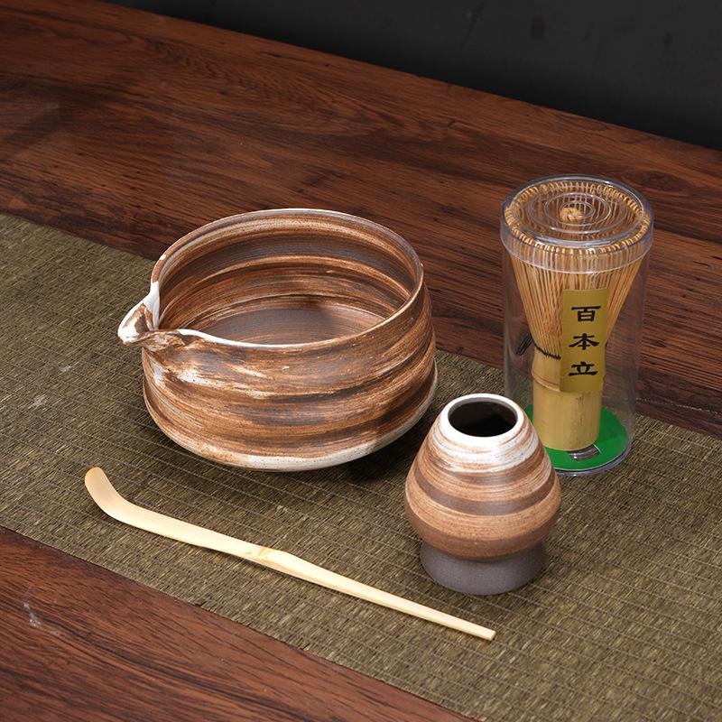 Hrubá keramická miska na matcha s hubičkou, Štětec na matcha nástroje, Japonská čajová miska, Šálek na matcha, Míchátko, Sada metliček na čaj