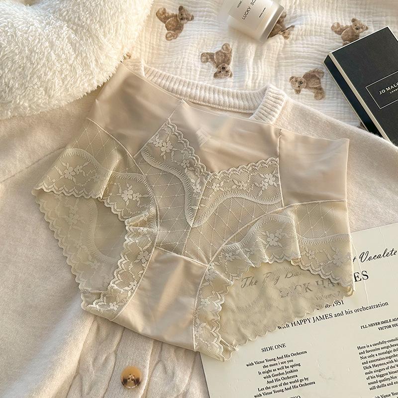 Big Size Lady Sexy Lace Edge Lift Hip Breathable High Waist Pure Desire Wind Underwear