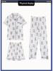 Pastoral Women's Pajama Set: Soft, Cute Rabbit Design, Short-Sleeve, Casual Three-Piece Loungewear.