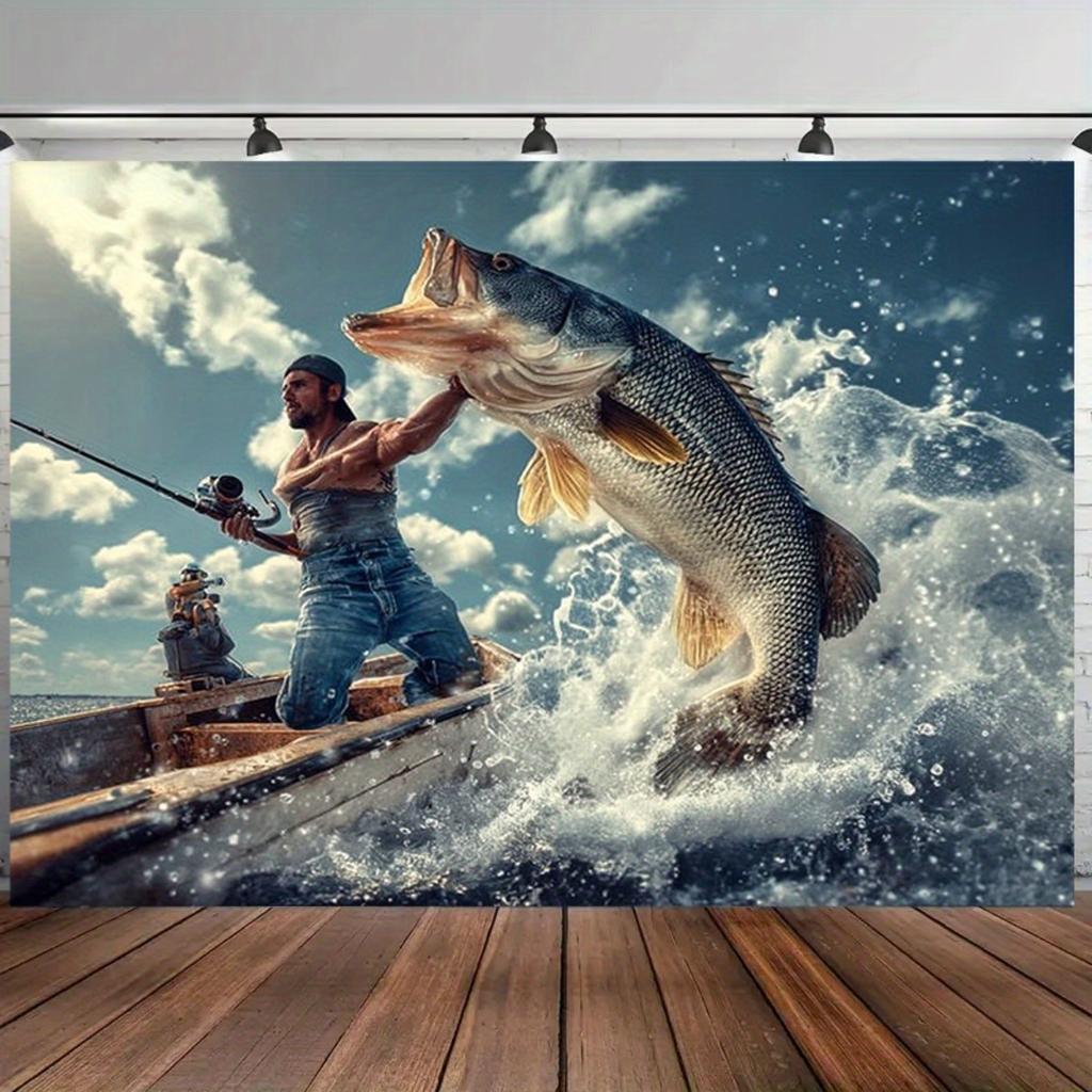 1 Piece 2D Flat Vibrant Fishing Party Background Banner Perfect for Home Decoration and Birthday Anniversary Celebrations