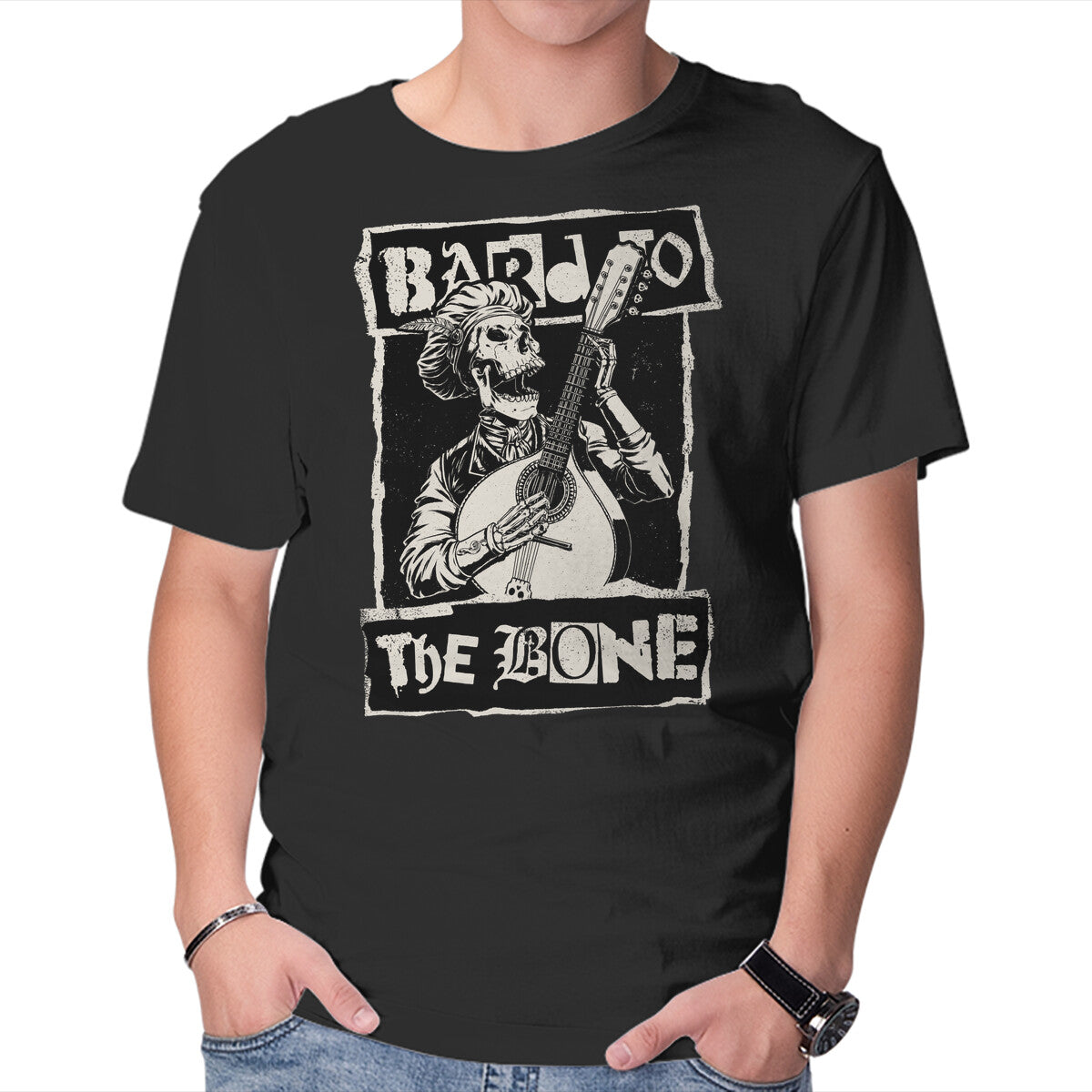 Unisex Crew Neck T-Shirt Skeleton Bard RPG Graphic Short Sleeve Casual Tee XL