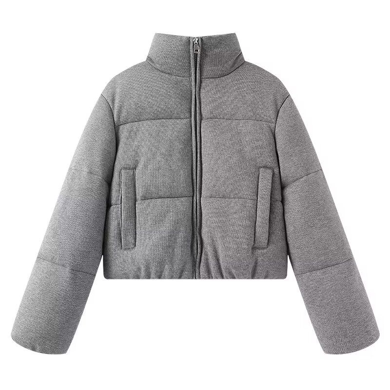 Za Autumn and Winter New Arrivals Women's Clothing Zr European and American Style Fashionable Knitted Fabric Stand Collar Warm Cotton Jacket 6318228