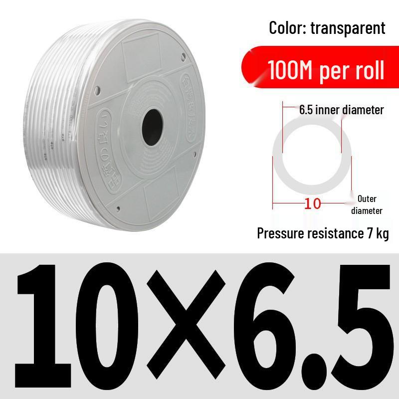 Pressure-Resistant Explosion-Proof PU Air Hose - Flexible, High-Pressure Air Pump Compressor Hose, Transparent Pneumatic, 6MM/12MM.