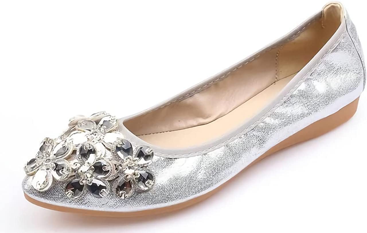 

Туфли-балетки Beumens на плоской подошве, размер 24 см, женские туфли-лодочки, каблук, слипоны с бисером, серебристые,
