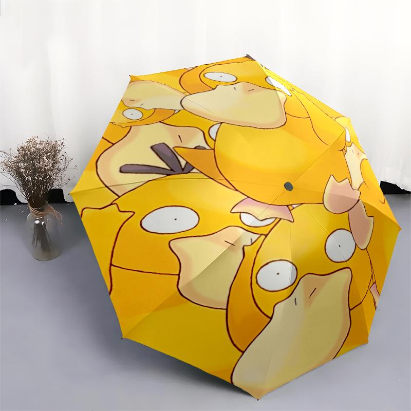 Psyduck Cartoon Pattern, Automatic Folding Umbrella, Portable and Foldable Design, 8 Ribs, a Christmas or Birthday Gift.