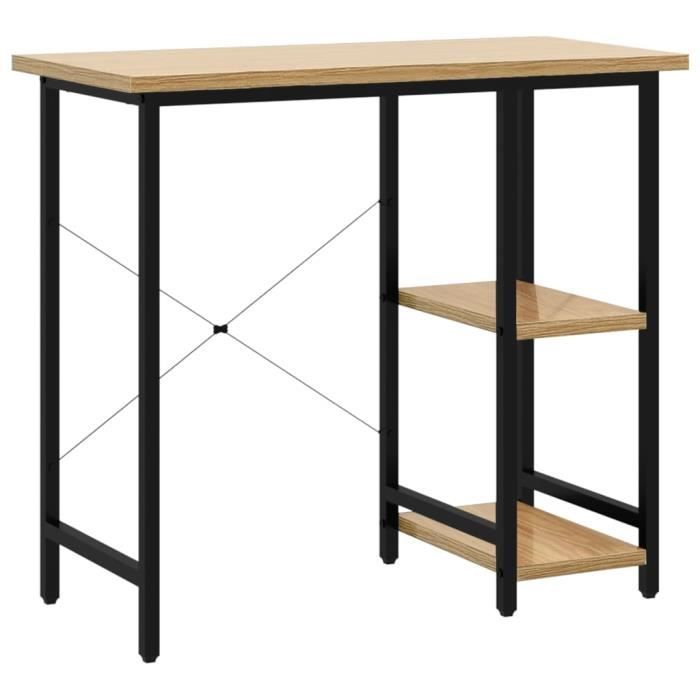 VidaXL Bureau d'ordinateur Noir et chêne clair 80x40x72cm MDF et métal