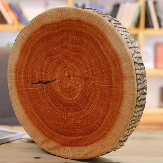 Creative Tree Stump Plush Cushion - Colorful Simulated Wood Design Pillow and Toy