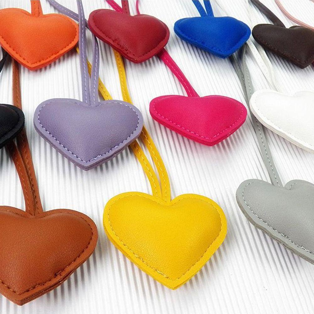 Car Keyring Heart Keychain PU Leather Bag Pendant Multi-color PU Leather Hanger  Women