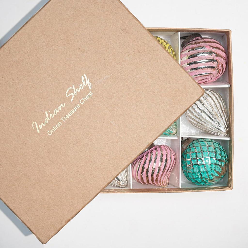 12 Vintage Christmas Ornaments Multi Glass Unique Large Ornaments for Christmas Tree, Halloween, New Year, Valentine Day