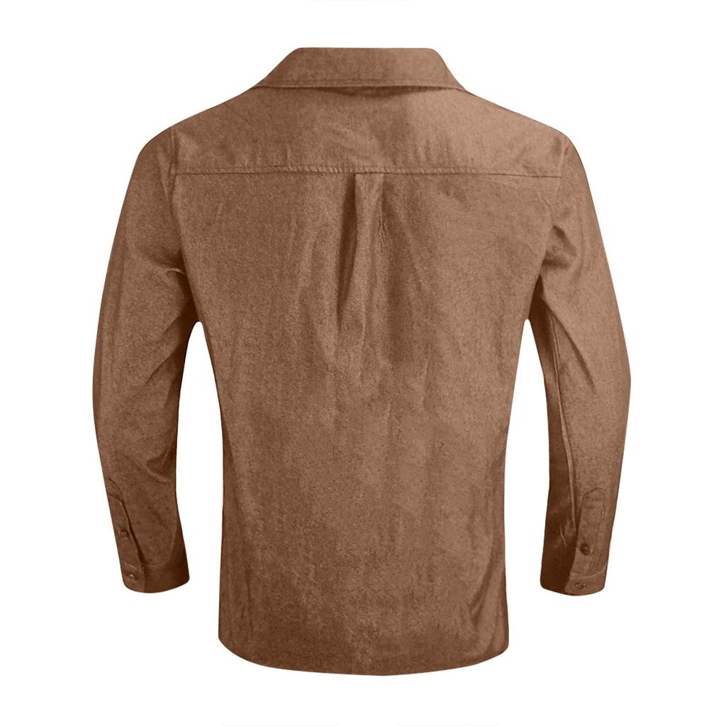 Herre Sommer Ensfarget Revers Langermet Skjorte Herre Casual Mote Langermet Skjorte
