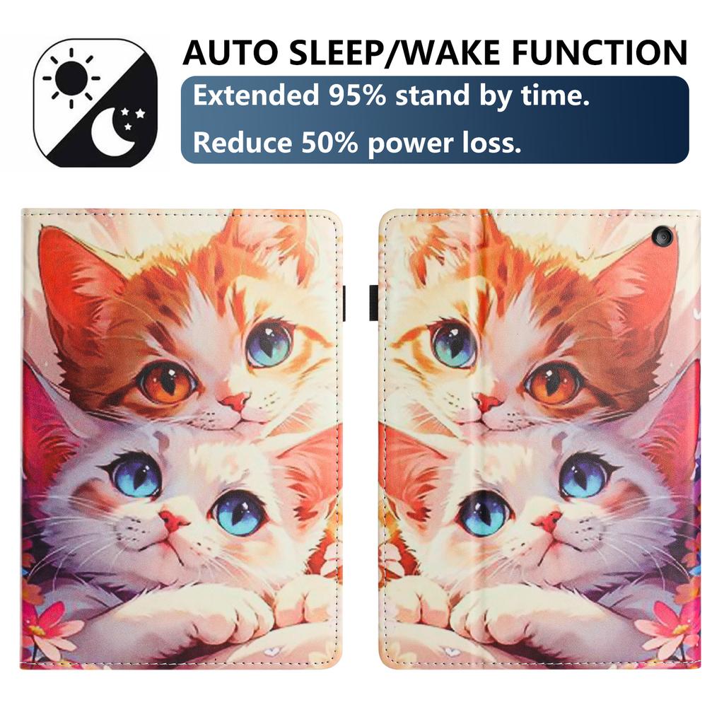 For Amazon Kindle Fire Max 11 2023 Tablet Case Litchi Texture Pattern Printing Leather Cover Auto Sleep/Wake with Card Holder