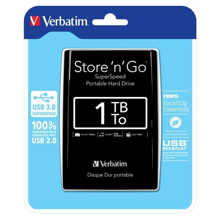 VERBATIM Store'n'Go External Hard Drive - 1TB - USB 3.0