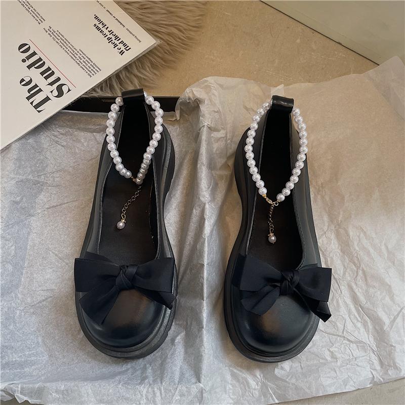 Women Thick Platform Mary Janes Lolita Shoes Party Pumps Summer  New Sandals Bow Chain Mujer Shoes Fashion Oxford Zapatos