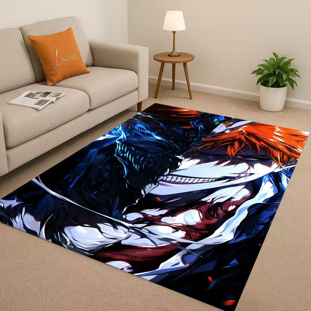 Anime Bleach Kurosaki Ichigo Cartoon Wohnzimmer Rutschfester Teppich für Schlafzimmer Sofa, Leicht zu reinigen Heimdekoration Fußmatte Spielmatte