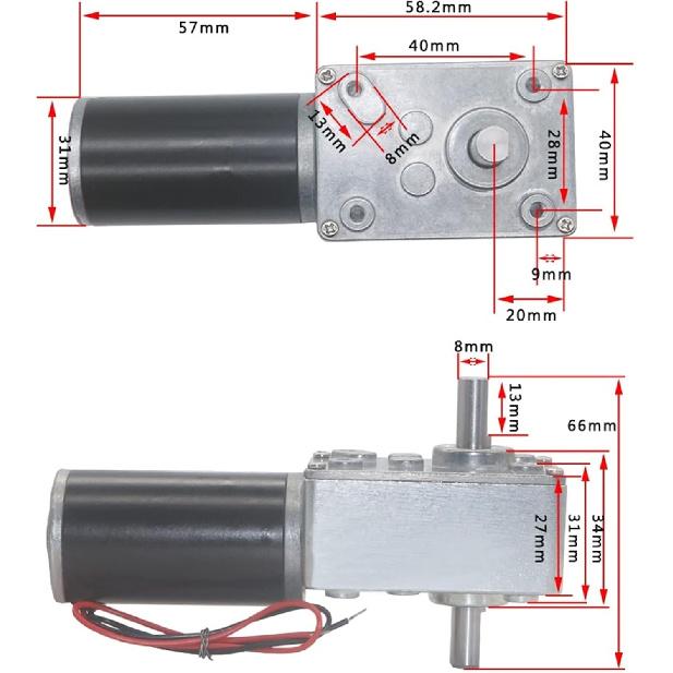 

Високомоментний редукторний двигун 5840-31ZY з подвійним вихідним валом, турбінний черв ячний двигун, редуктор 12 В двигун постійного струму 24 В повністю металевий редуктор самоблокування 8 мм вал двигун (Колір 470RPM