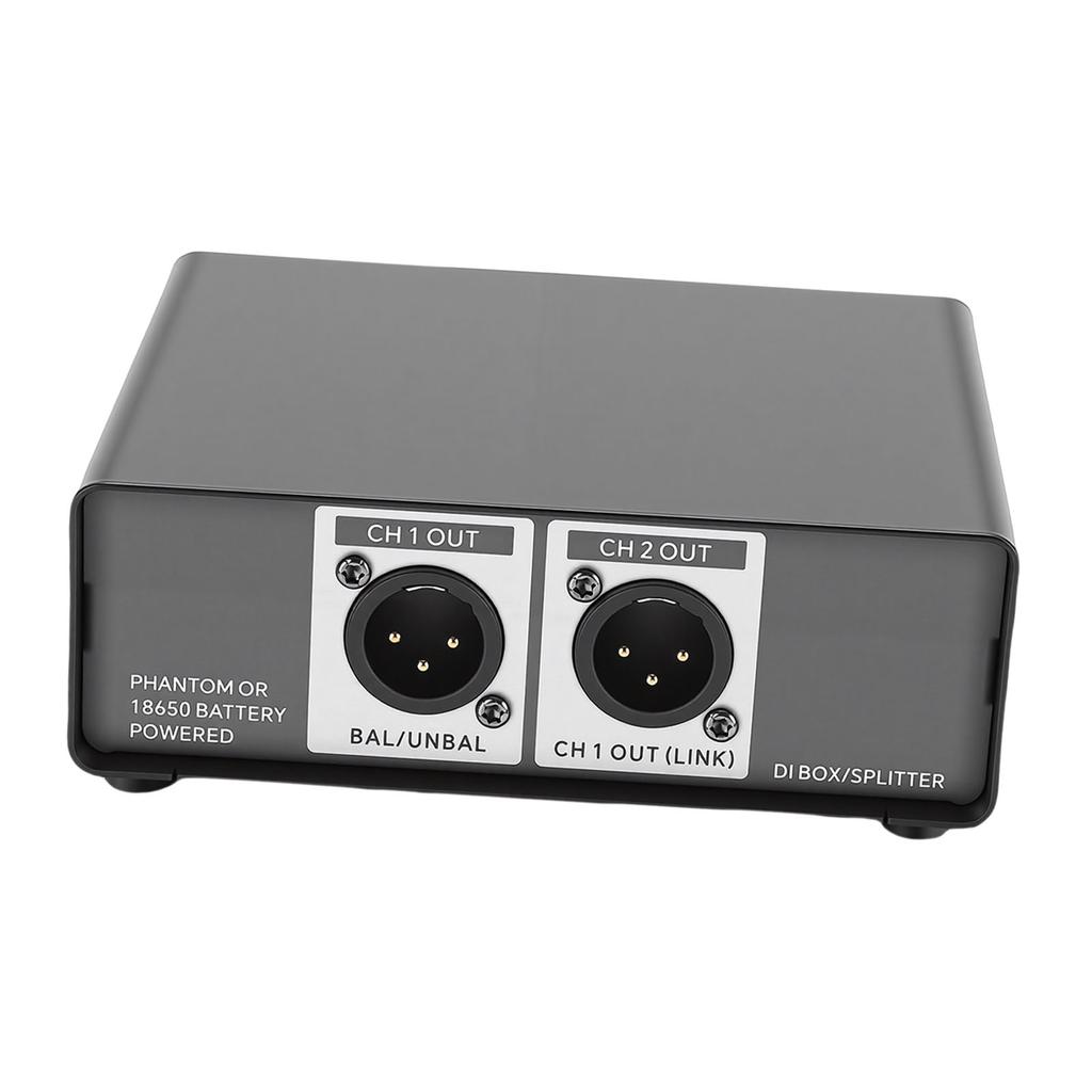 Active DI Box 2 Channel to Balanced XLR Output Multifunction Direct Box for Stage Guitar DJ Controller