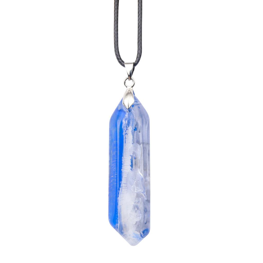Hexagon Natural Stone Necklace With Crystal Bullet Pendant For Wear Fashion