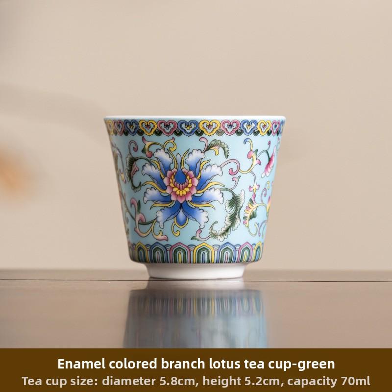 Enamel color tea cup Ceramic master cup Court style tea cup Single cup Tea cup Personal cup Household tea set