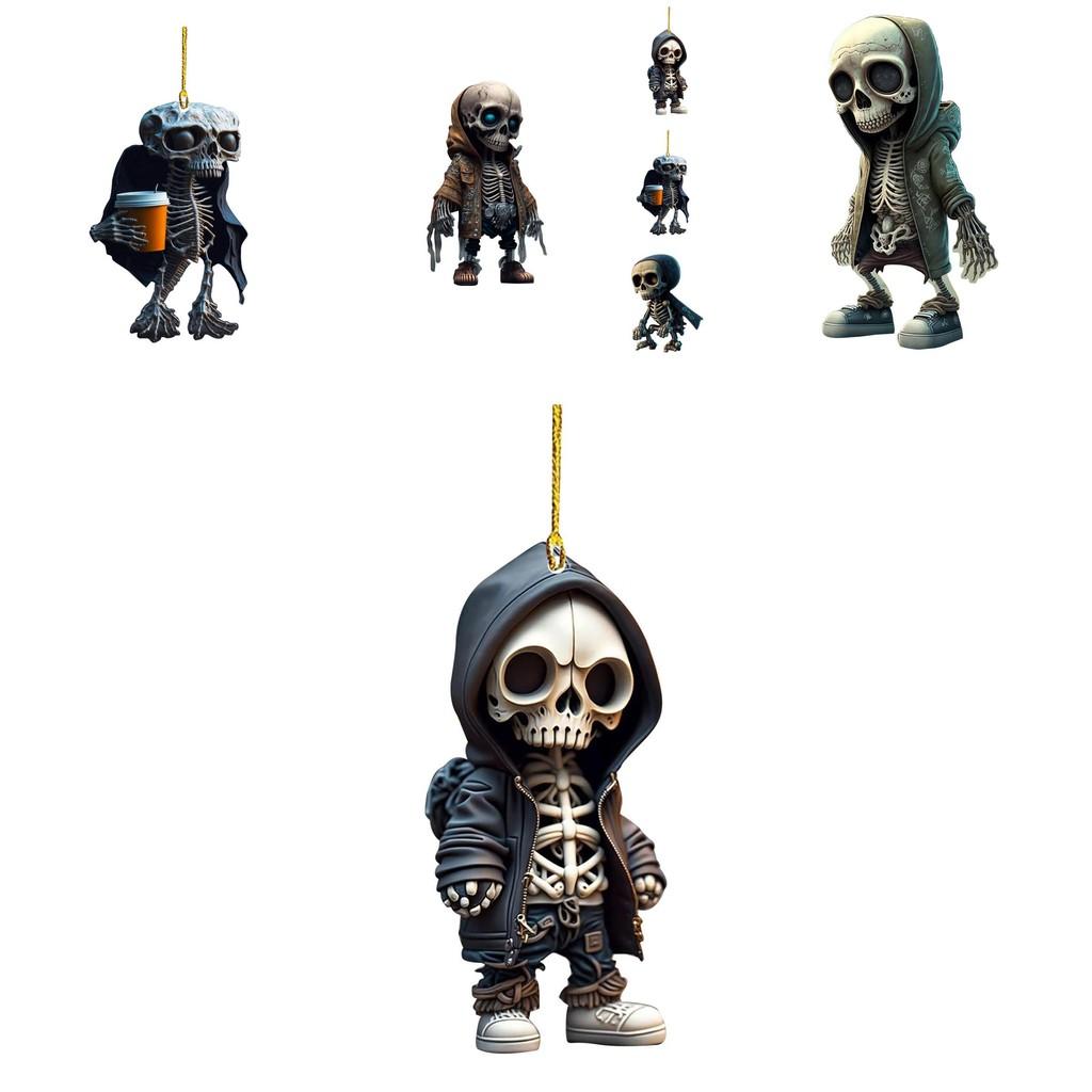 Acrylic Skull Car Pendant Halloween Car Decor Accessory For Vehicles