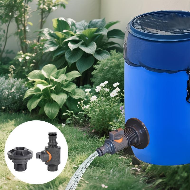 2pcs PVC/IBC Water Barrel Adapter,Water Tank Adapter with Valve Quick Installation Rainwater Collection Connector Kit External Thread Connector KTY
