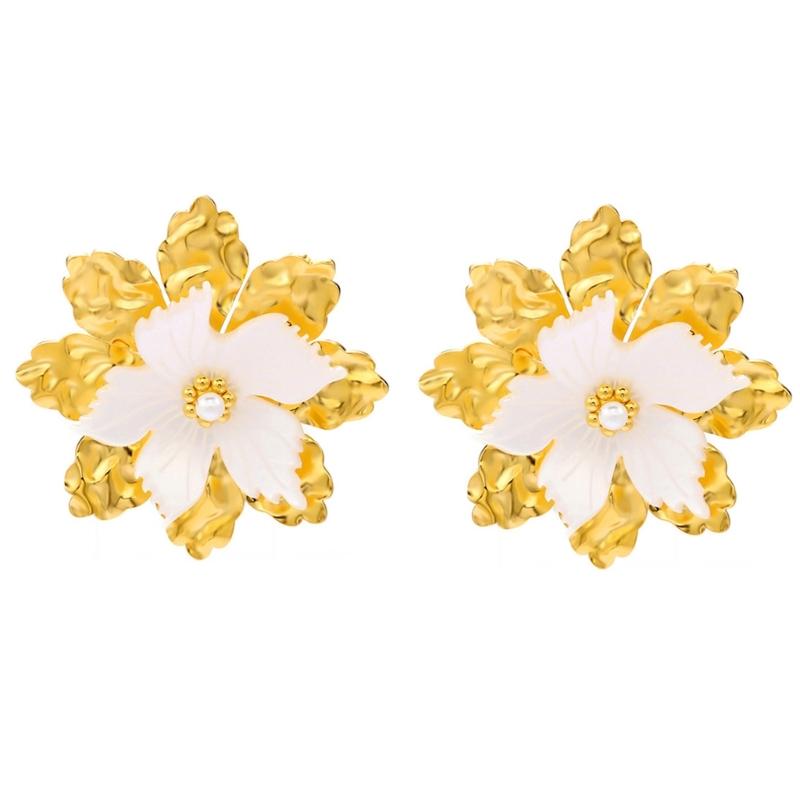 Unique Irregular Petal Studs Earrings Stylish Flower Charm Ear Rings Lightweight Alloy Earwear Jewelry for Daily Wear