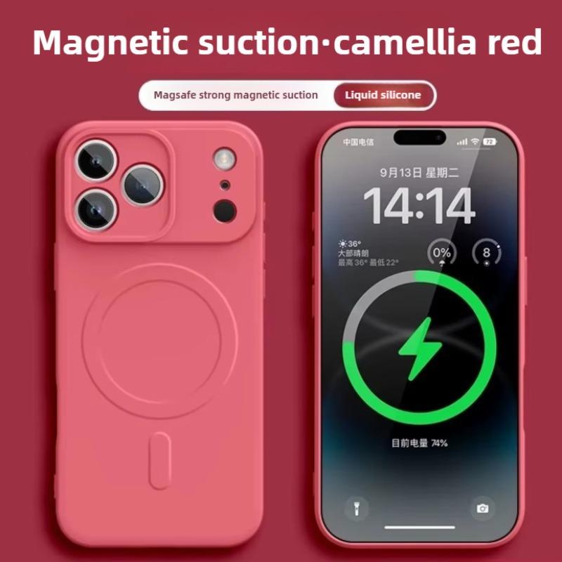 Tekutý silikonový kryt Pro iPhone 16 17 15 14 13 12 11 Pro Max Plus Mini Air Pro Magsafe Magnetické bezdrátové nabíjení Měkký kryt funda