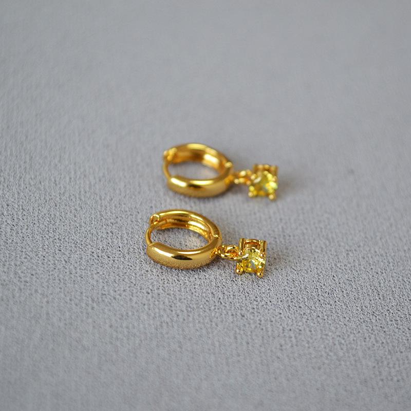 "Colorful Zircon Pendant & Ear Cuff: Japanese & Korean Fashion for Women"