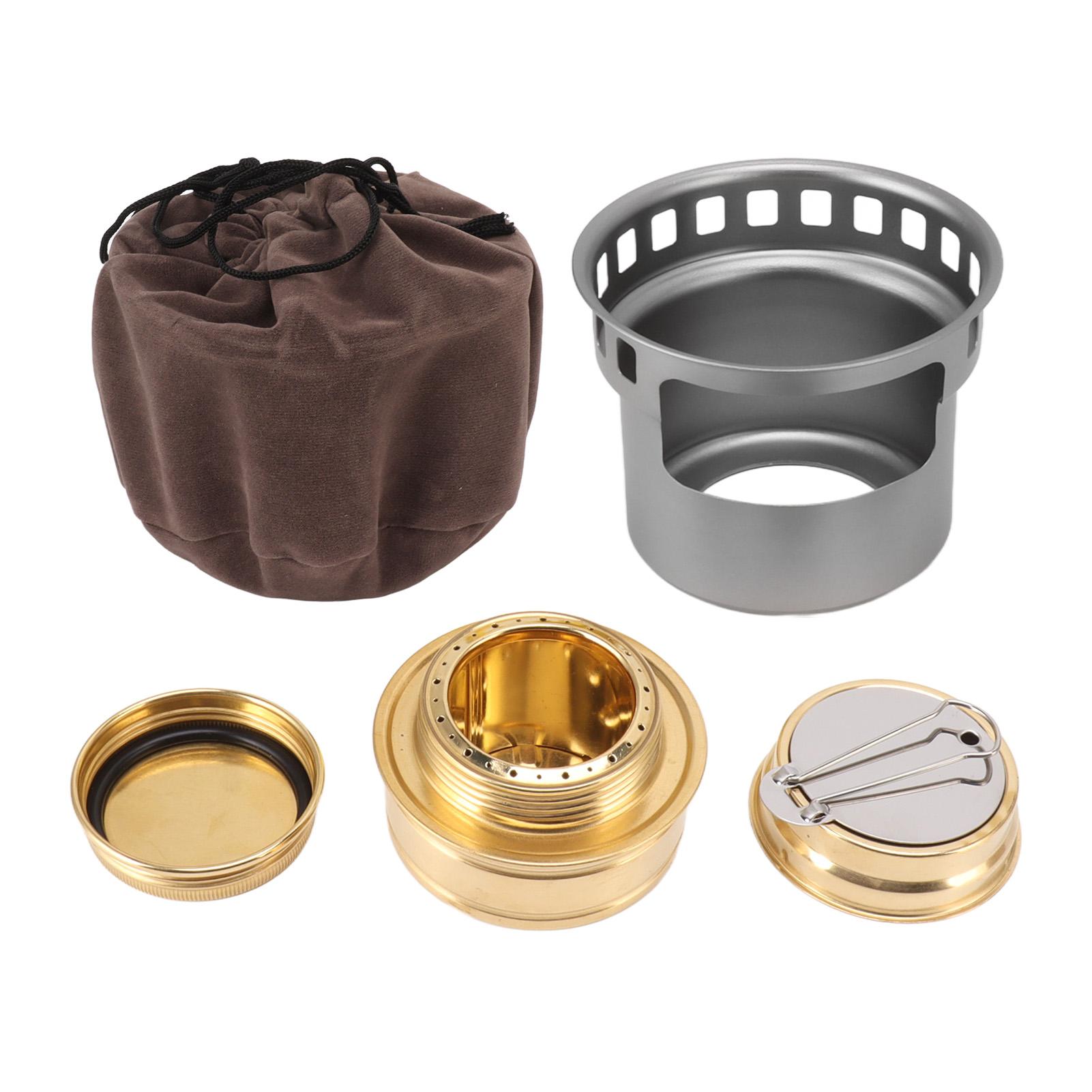 Alcohol Backpacking Stove Easy To Clean Portable Sealing  Alcohol Camping Stove Windproof with Storage Bag for Teapots