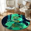 Statement Round Pop Art Multicolor Accent Rug, Non-Slip Floor Mat for Kids Room