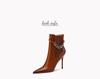 2025 Trendy Women's Genuine Leather Stiletto Ankle Boots with Velvet Lining