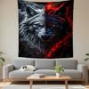 Dual Spirit Wolves: Ice and Fire Patterned Tapestry Decorative Wall Hanging, Home Bedroom Living Room Decor
