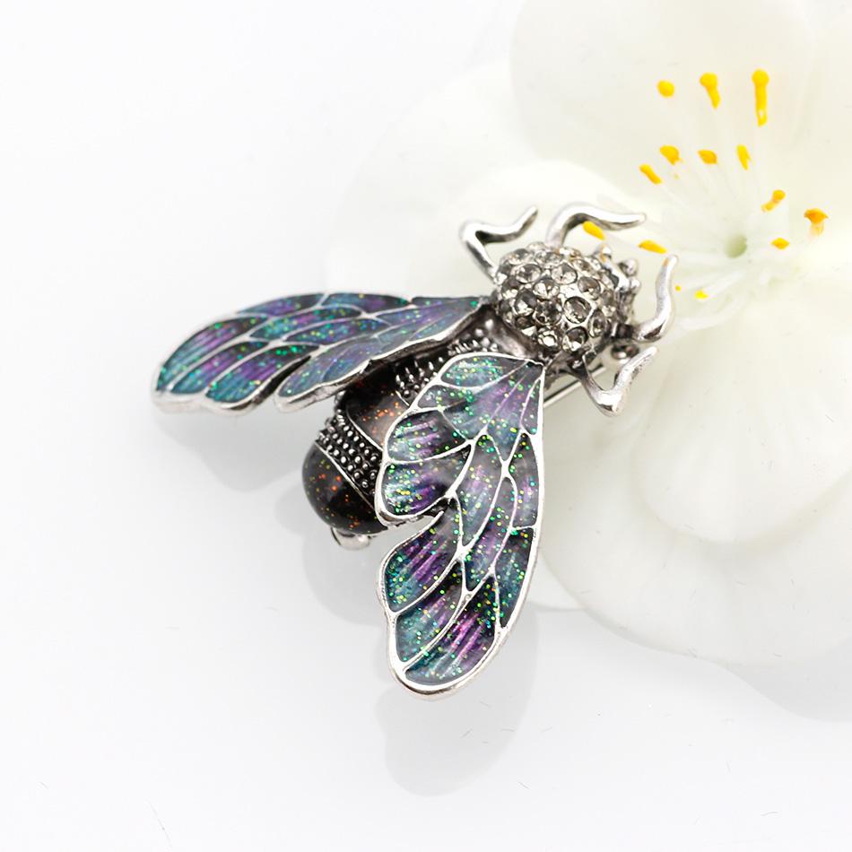 Vivid Women Glowworm Brooch Sequins Wing Insect Brooches Antique Silver Color Enamel Animal Jewelry Gift Kids Women Scarf Pin