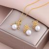 New Fashion Gold Plated Necklaces Earrings Sets For Women Female Trendy Party Jewelry Girls Daily Wear Neck Chain Earrings