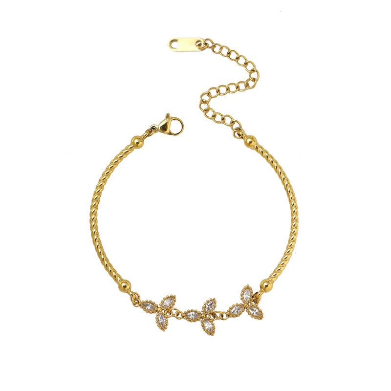Fashion Full Diamond Leaf Bracelet Jewelry High Fashion Versatile Zircon Bracelet Women'S Niche Design Sense