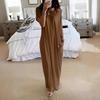 Summer Women's Solid Color Short Sleeve Long Casual Dress