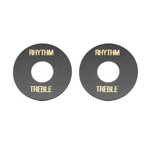 

Musiclily Pro Rhythm/Treble Plates for USA LP Les Paul Electric Guitars, Black with Gold Lettering (Set of 2)