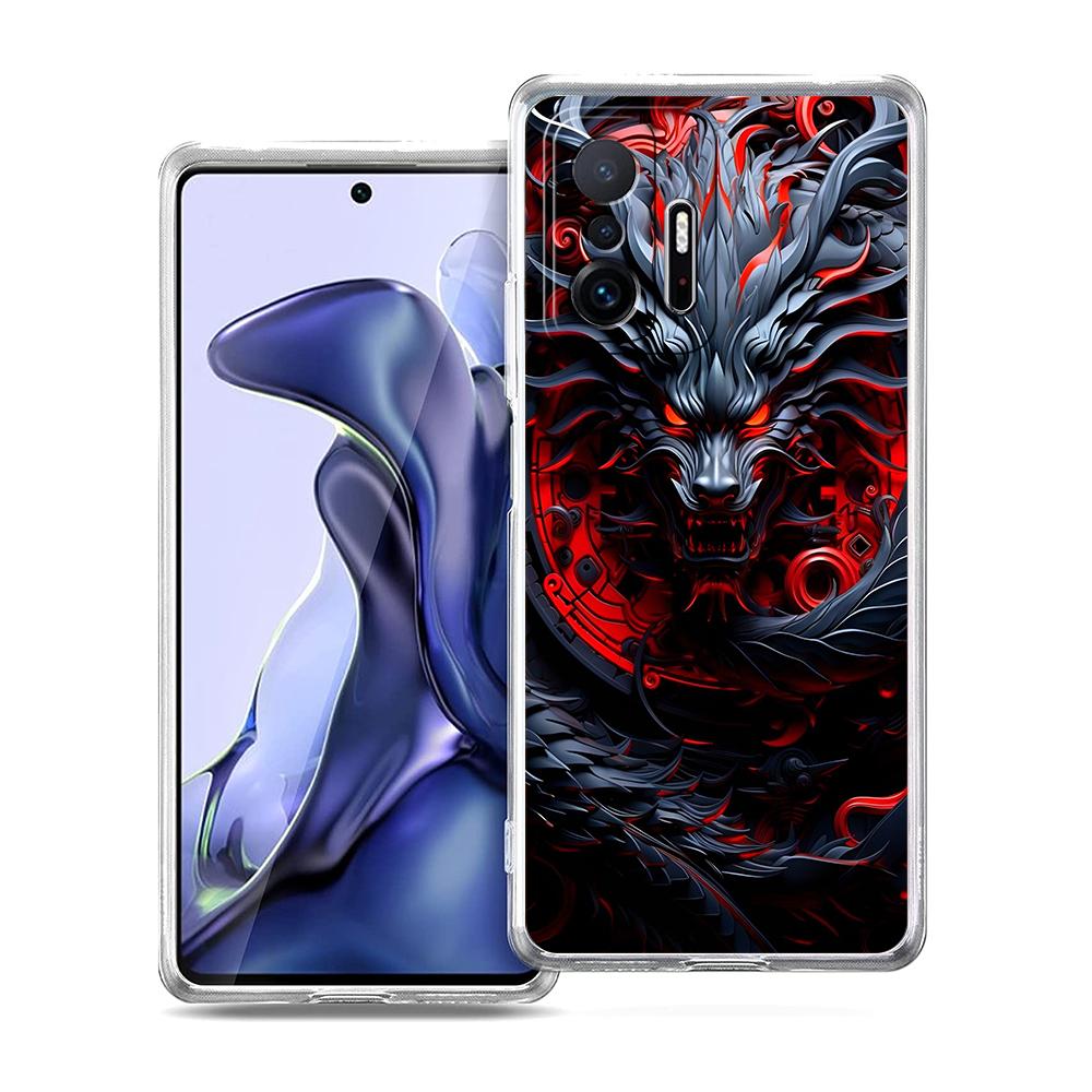 Transparent Phone Case for Xiaomi Mi 14 13 12 11 Ultra Poco X3 NFC F3 F6 Pro Soft TPU Shell Trend Fashion Cartoon Chinese Dragon